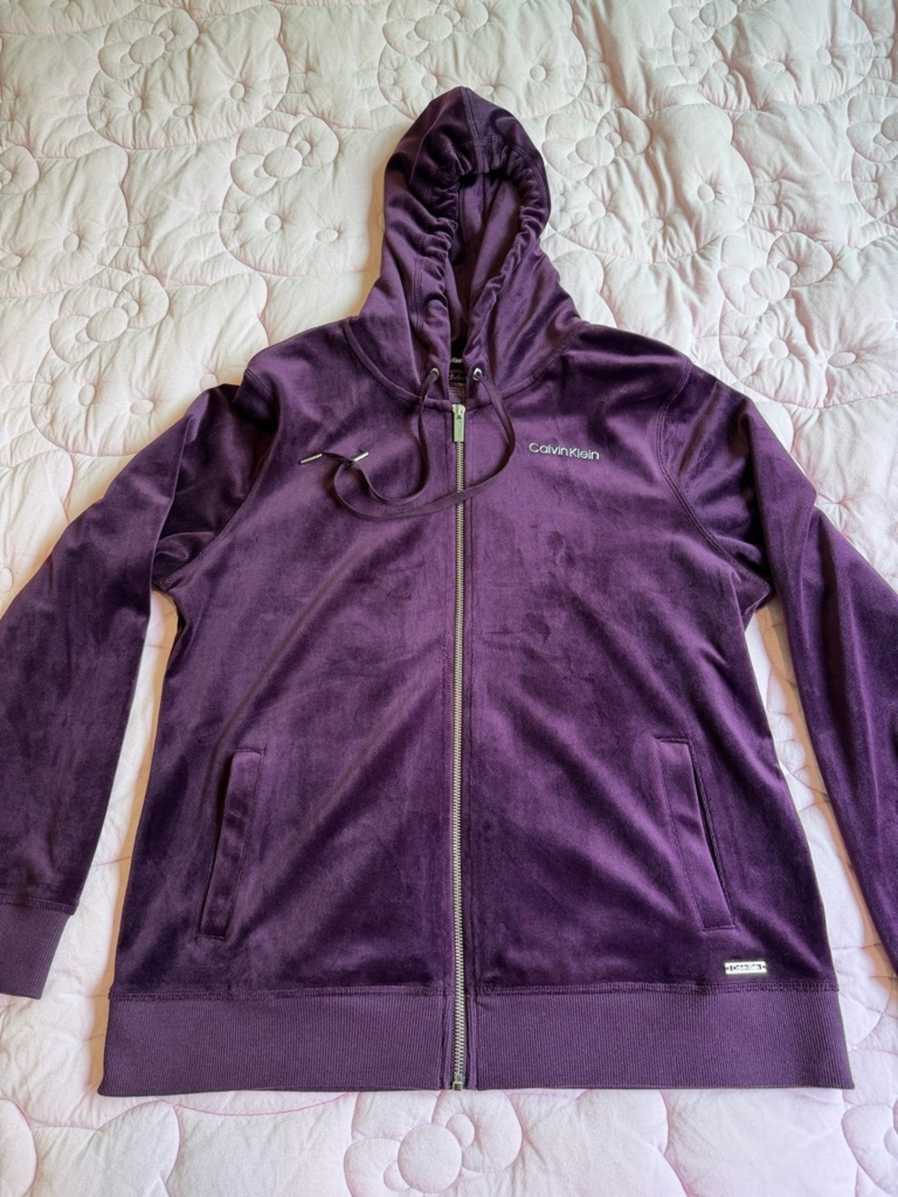 Calvin Klein Plush Zip Hoodie in Plum